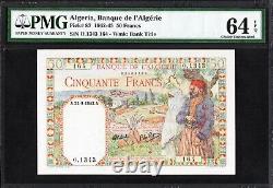 Algeria 50 Francs P87 1942-45 PMG64 Choice UNC EPQ Banknote Algerian Currency
