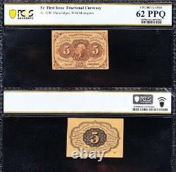 Amazing CRISP UNC 1st issue 5 cent Fractional Currency Note PCGS 62 PPQ