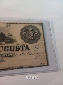 Antique $2 1800's Bank of Augusta Georgia Bank Note Obsolete Currency UNC