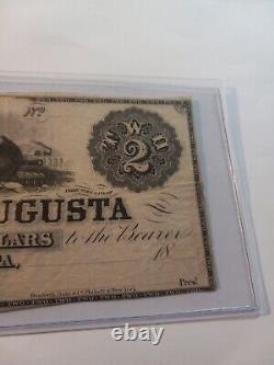 Antique $2 1800's Bank of Augusta Georgia Bank Note Obsolete Currency UNC