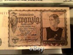Antique Historical WWII Era 20 Reichsmark 1939 Sequential Set of 5 PMG UNC EPQ