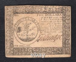 April 11, 1778 $5 Five Dollars Yorktown Continental Currency Note About Unc