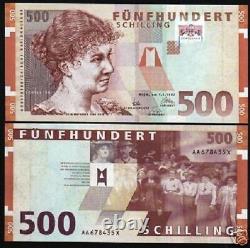 Austria 500 Schillings P-154 1997 Euro Rosa Mayreder Unc Rare Currency Bank Note