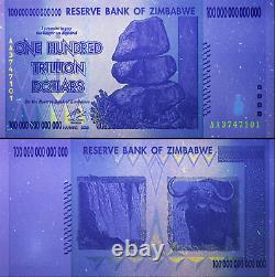 Authentic Zimbabwe Currency, 100 Trillion Dollars Banknote, AA/2008, P-91 UNC