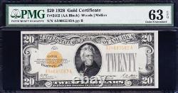 Awesome Crisp CHOICE UNC 1928 $20 GOLD CERTIFICATE! PMG 63 EPQ! FREE SHIPPING