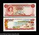 Bahamas 3 Dollars P-19 A 1968 Queen Ship Flower Unc Rare Caribbean Currency Note