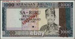 BRUNEI 1000 Ringgit P-12 1979 Specimen MUSEUM UNC RARE CURRENCY MONEY BANKNOTE