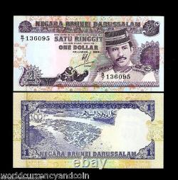 BRUNEI 1 RINGGIT P-13 1989 x 100 Pcs Lot ORIGINAL BUNDLE BOAT UNC CURRENCY NOTE