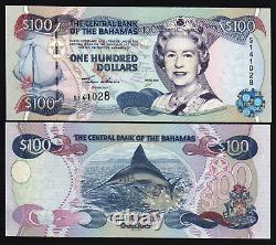 Bahamas 100 DOLLARS P-67 2000 Queen Elizabeth QEII England UNC Ship Currency