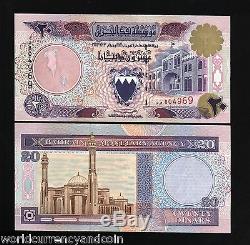Bahrain 20 Dunars P16 1993 Boat Unc Genuine Rare Currency Money Bill Bank Note