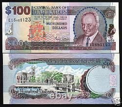 Barbados 100 Dollars P65 2000 Bird Horse Lighthouse Ship Unc Currency Money Note