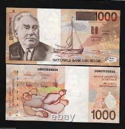 Belgium 1000 FRANCS P-150 1998 Pre Euro Belgian Boat UNC RARE Currency BANK NOTE