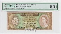 Belize 20 Dollar $ 1976 P37c PMG AU UNC 55 EPQ Queen Elizabeth Currency Note