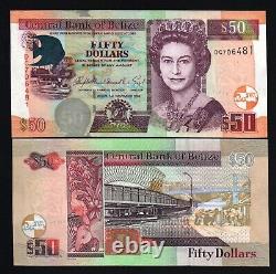 Belize 50 DOLLAR P-70 2006 Queen Elizabeth II? UNC Fish Boat World Currency NOTE