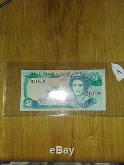 Bermuda $2 P34 1989 Queen Map Boat Horse Unc World Currency Money Bill Bank Note