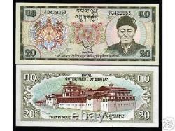 Bhutan 20 Ngultrum P-9 1981 King Dragon Large Unc Currency Money Bill Bank Note