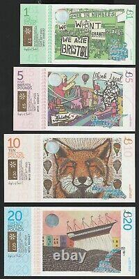 Bristol 1 5 10 20 Pound UNC Local Currency Banknote Set 3rd Series Serial Match