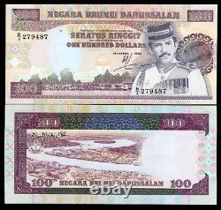 Brunei 100 RINGGIT P-17 1990 RARE date UNC Bruneian World Currency BANK NOTE
