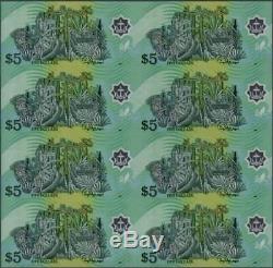 Brunei 5 Ringgit P23 2002 Polymer Unc Uncut Sheet Of 8 Bank Note Currency Money