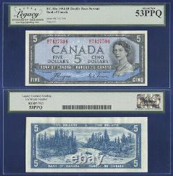 Canada 5 Dollars 1954 Devil's Face Graded About Unc 53 Ppq Queen Elizabeth II
