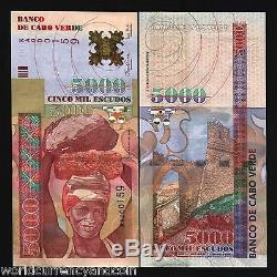 Cape Verde 5,000 5000 Escudos P67 2000 Millennium Stone Unc Money Currency Note