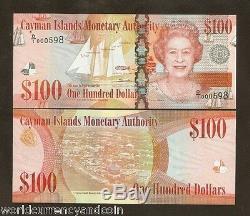 Cayman Islands 100 Dollars New 2010 2011 Queen Fish Ship Unc Currency Money Note