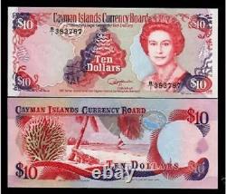 Cayman Islands 10 DOLLARS P-13 1991 QUEEN? Elizabeth UNC Sailboat Currency NOTE