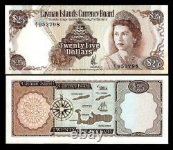 Cayman Islands 25 DOLLARS P-8 1974 A/1 Queen Elizabeth? QEII UNC Currency NOTE