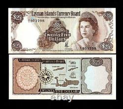 Cayman Islands 25 DOLLARS P-8 1974 A/1 Queen Elizabeth? QEII UNC Currency NOTE