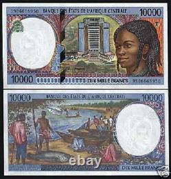 Central African Republic 10000 Francs P305 1999 Boat Unc Cas Currency Money Note