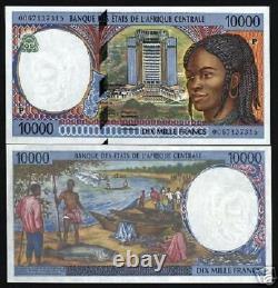 Central African States Chad 10000 Francs P605p 2000 Ship Unc Money Currency Note