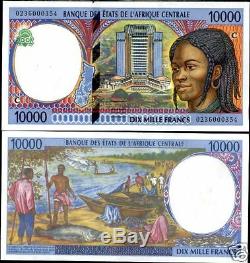 Central African States Congo 10000 Francs P105 2002 Ship Unc Currency Money Note