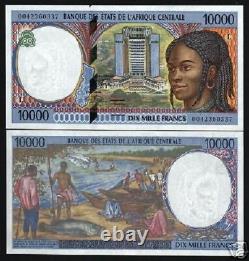 Central African States Gabon 10000 Francs P405l 2000 Ship Unc Currency Bank Note