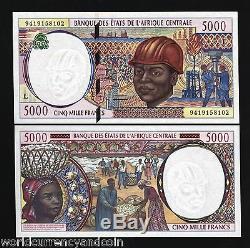 Central African States Gabon 5000 Francs P404l 1994 Ship Unc Currency Money Note