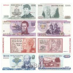 Chile 4 PCS Banknotes Paper Money Collect 1000-10000 Pesos Currency UNC