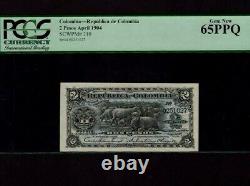 ColombiaP-310,2 Pesos, 1904 Bogota PCGS Gem UNC 65 PPQ