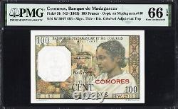 Comoros 100 Francs P3b 1963 PMG66 Gem UNC EPQ Banknote Currency FRENCH DESIGN