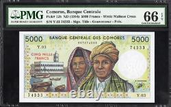 Comoros 5000 Francs P12b 1984 PMG66 Gem UNC EPQ Banknote Currency FRENCH DESIGN