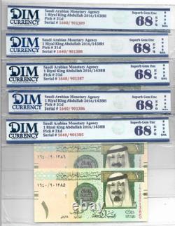 DIM Currency 68 EPQ Superb Gem UNC SAUDI ARABIA 2016 1RIYAL SERIAL 1640-90138