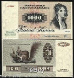 Denmark 1000 Kroner P53 1992 Rare Sign Euro Squirrel Unc Large Currency Banknote