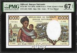 Djibouti 10,000 Francs P39b 1984 PMG67 Superb Gem UNC EPQ Banknote Currency Note