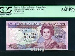 East Caribbean StatesP-19L, 20$, 1987-8 Queen Elizabeth II PCGS Gem UNC 66 EPQ