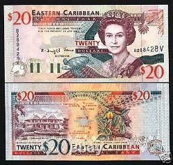 East Caribbean States St. Vincent 20 Dollar P33 V 1994 Queen Turtle Ship Unc Note