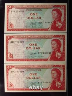 Eastern Caribbean $1 ND 1965 P13 Unc Set 3048i1g Currency Authority Bank Money