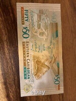 Eastern Caribbean 50 Dollars Banknote, New UNC Currency, Single Banknote, East