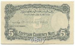 Egypt Egyptian Currency 5 Piasters 1940 P165a Farouk Prefix G/8 UNC Mohamed Sig