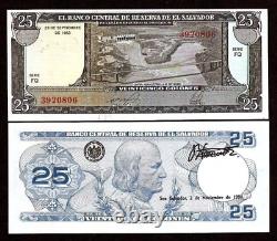 El Salvador 25 COLONES P-136 1983 Colon Dam UNC Salvadoran Currency BANK NOTE
