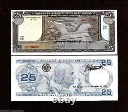 El Salvador 25 COLONES P-136 1983 Colon Dam UNC Salvadoran Currency BANK NOTE