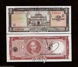 El Salvador 2 COLONES P-116 1974 Salvadoran PMG 65 UNC World Currency ABNC NOTE