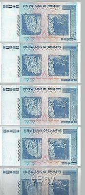Error, 5x 100 Trillion Zimbabwe Dollar Money Currency. Unc 10 20 50